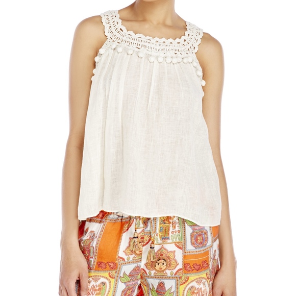 Calypso St. Barth Tops - Calypso Linen PomPom Tank Top Mahara M